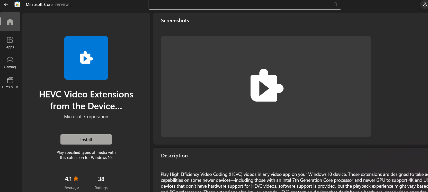 HEVC Video Extensions free downloads